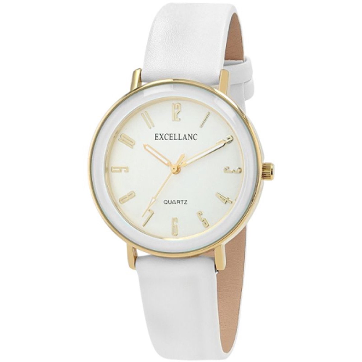 Excellanc-dameshorloge-model 1900315-009-creme-goudkleurig-3 atm -diameter 39 mm
