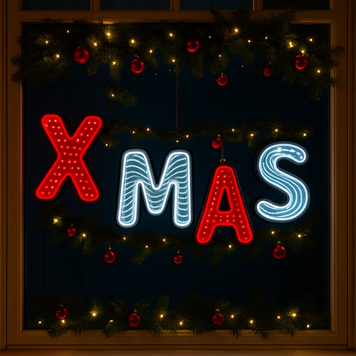 HEM Infinity Kerstverlichting - LED Lichtletters XMAS - Spiegel Effect - Multicolor - Inclusief Opbergzak - Infinity letters XMAS
