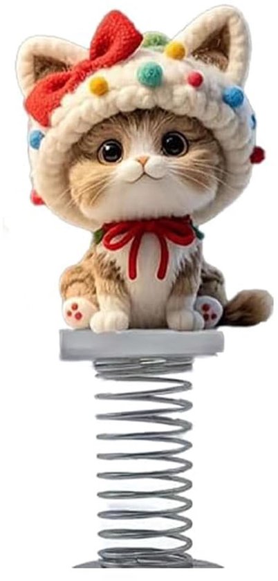 Shy Kitten Bobblehead - Schattige 2D acryl kattenbobblehead - Leuke stuiter- en schuddecoratie voor op het dashboard - Geweldig cadeau voor kattenliefhebbers