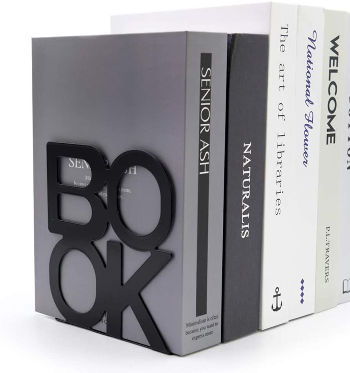 JeiibrZui Boekensteunen - Boekenhouders Voor Op Planken - Stabiele Metalen Constructie Met Antislip Matten - 2-Pack - Thuis En Kantoor Gebruik Zwart