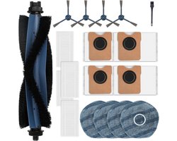 19-delige accessoireset voor de Eufy Omni C20 robotstofzuiger, inclusief 1 hoofdborstel, 4 stofzakken, 4 dweilpads, 4 HEPA-filters, 4 zijborstels en 1 reinigingsborstel