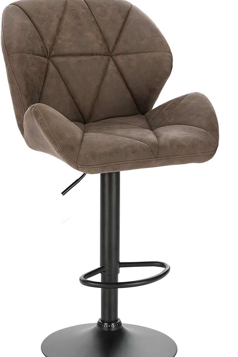 Bolt Edge Barkruk - Bruin Kunstleer - Rugleuning - Verstelbaar - Zithoogte 60-82cm