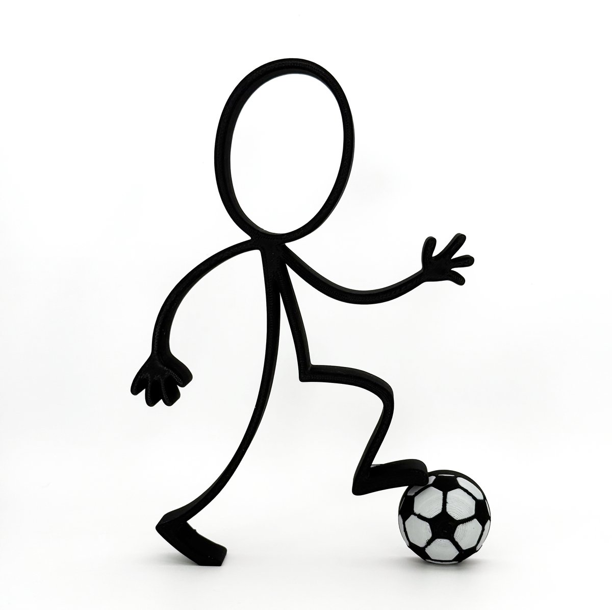Stickyman Voetballer - losse bal - zwart - 20 cm hoog