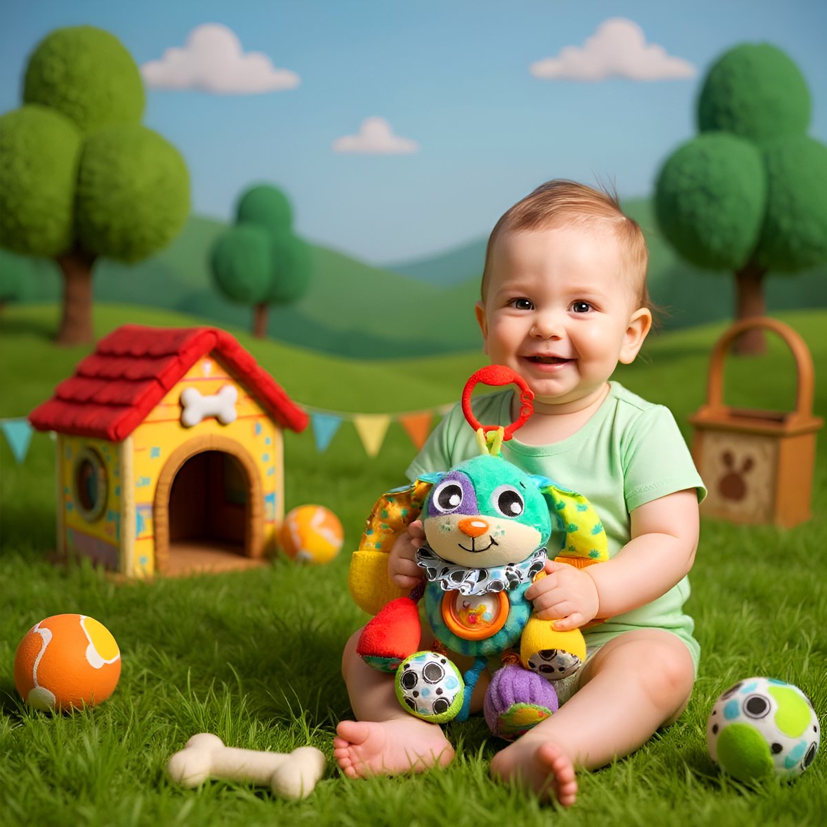Playgro Activity Friend Doofy Dog - Hangspeeltje - Baby Speelgoed - Kinderwagenspeeltje - Rammelaar - Kinderwagenaccessoire - Buggyaccessoire - Educatief Speelgoed - Knuffeldier — cadeau in Spellen & Speelgoed - foto 8
