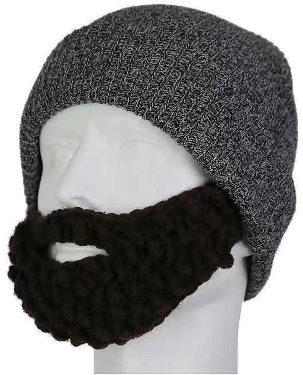 Volwassen hoed Grote baard Nep snor Grappige hoed Gebreide muts - Grijs
