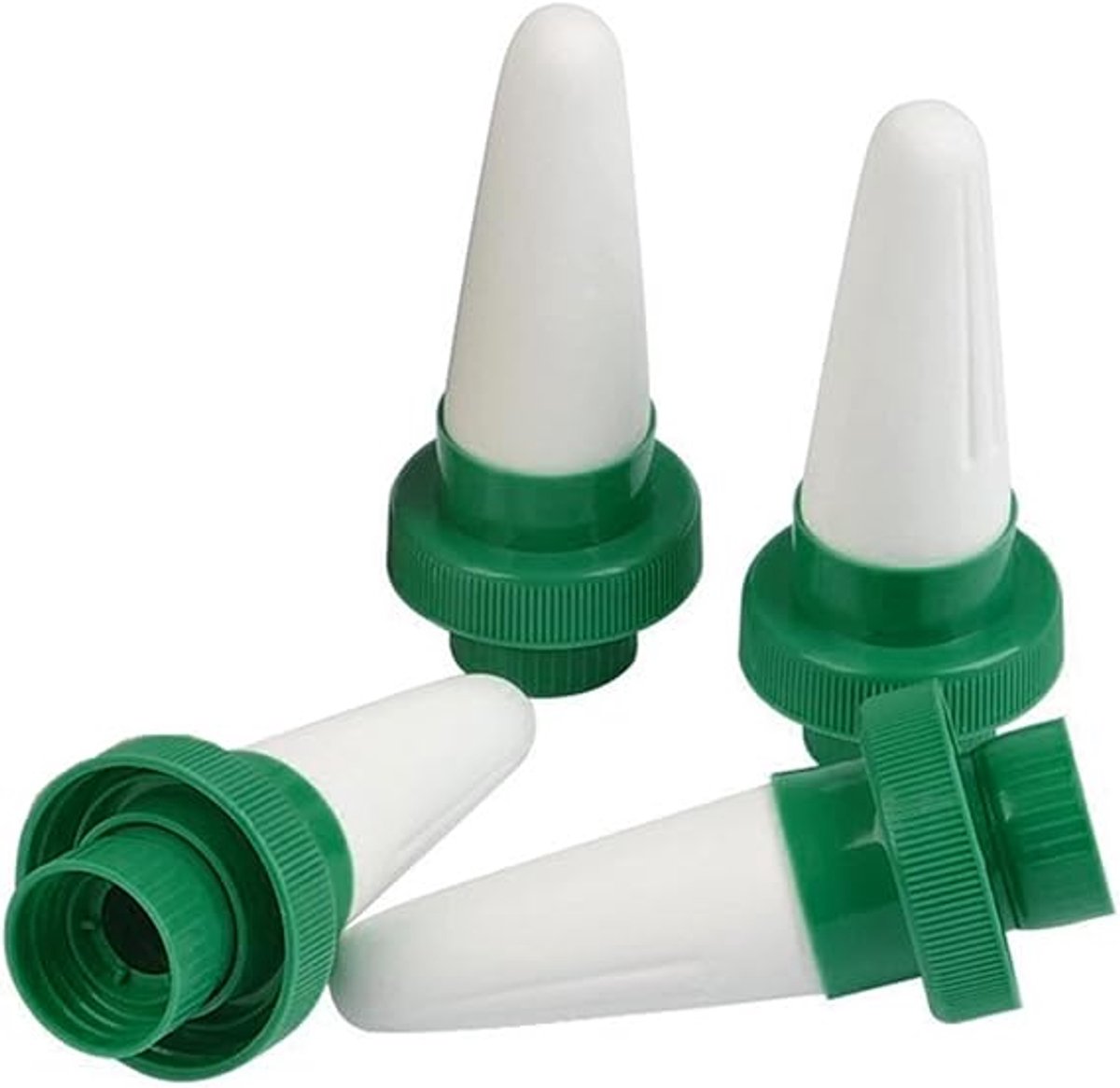 4 stuks - Waterdruppelaars - Bewateringssysteem - Automatisch Druppelsysteem voor Planten - keramiek en plastic - 11*4*4 cm - wit, groen - voor tuin, kamerplanten, bloemen