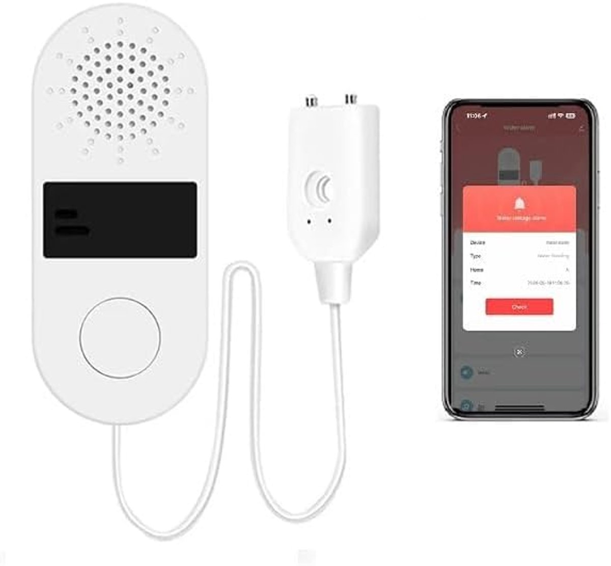 Slimme WiFi Waterlekdetector met Geluid en Licht Alarm - 130dB - Geschikt voor Keuken en Badkamer