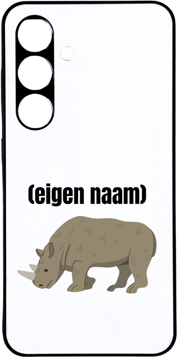Hacebo® - neushoorn met eigen naam telefoonhoesje - Neushoorn - neushoorn liefhebbers - telefoonhoesjes - iemand die houdt van neushoorns - verjaardag - cadeau - kado - hoesje geschikt voor Samsung Galaxy S24 Plus