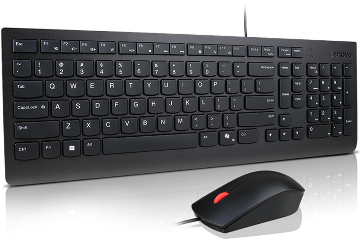 Lenovo Essential Wired Combo - Bedraad Toetsenbord & Muis Set - USB - US Euro Layout - Zwart