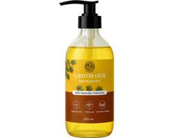 Castor Olie 500ml - Glazen fles met pomp - 100% Puur - Koudgeperst & Onbewerkt - Biologische Castor Olie - Castor Olie voor Wimpers - Hexaanvrij - Wimperserum - Haarolie - Huidolie
