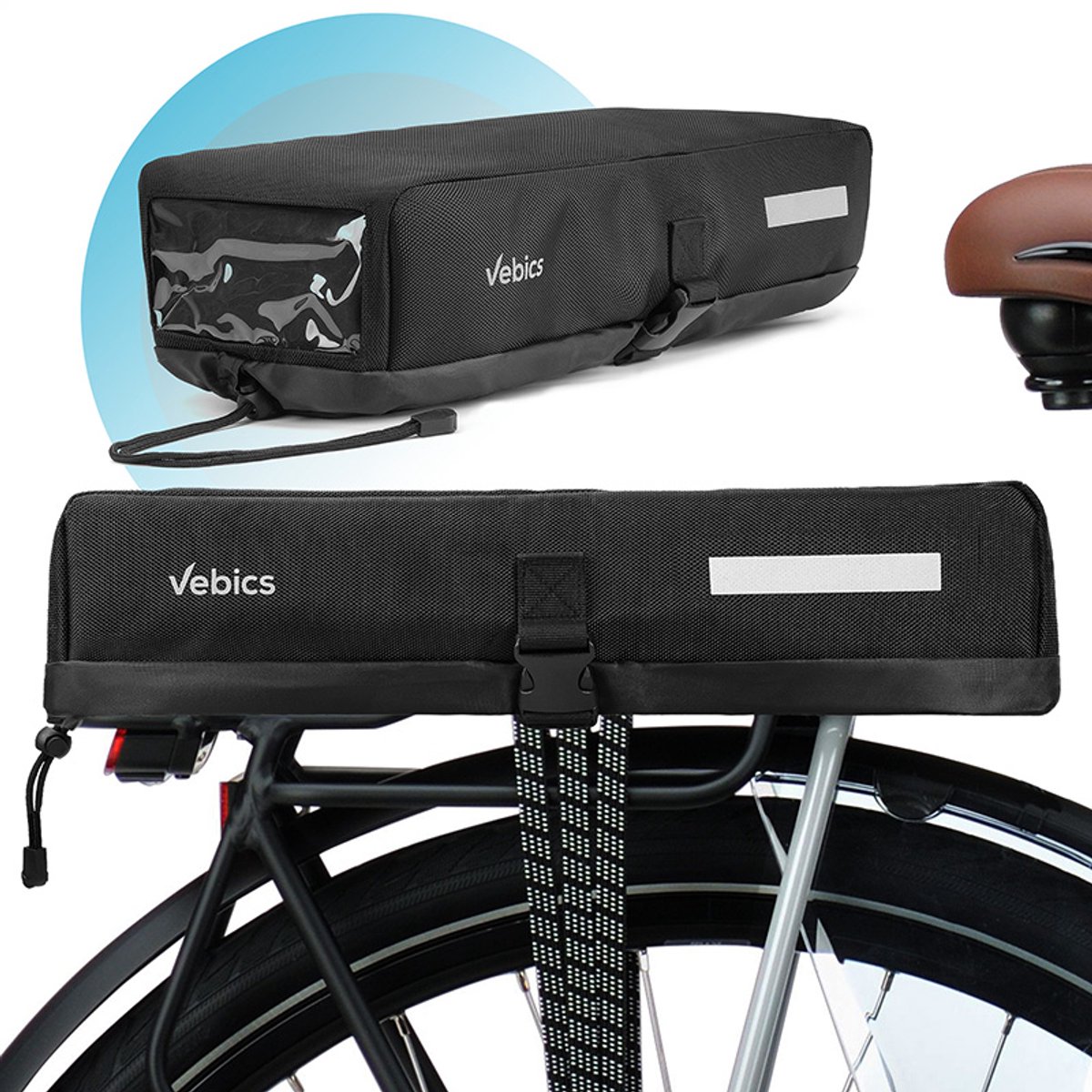 Vebics Accuhoes E-Bike/Electrische Fiets - Beschermhoes voor Bagagedrager Accu van Elektrische Fiets - Zwart