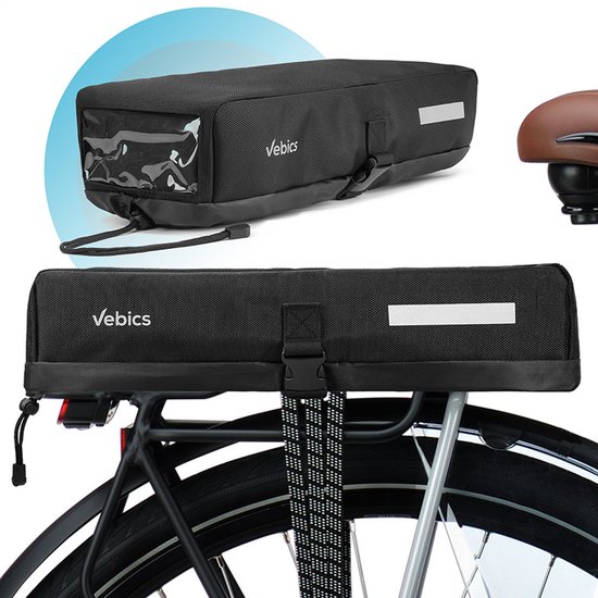 Vebics Accuhoes E-Bike/Electrische Fiets - Beschermhoes voor Bagagedrager Accu van Elektrische Fiets - Zwart