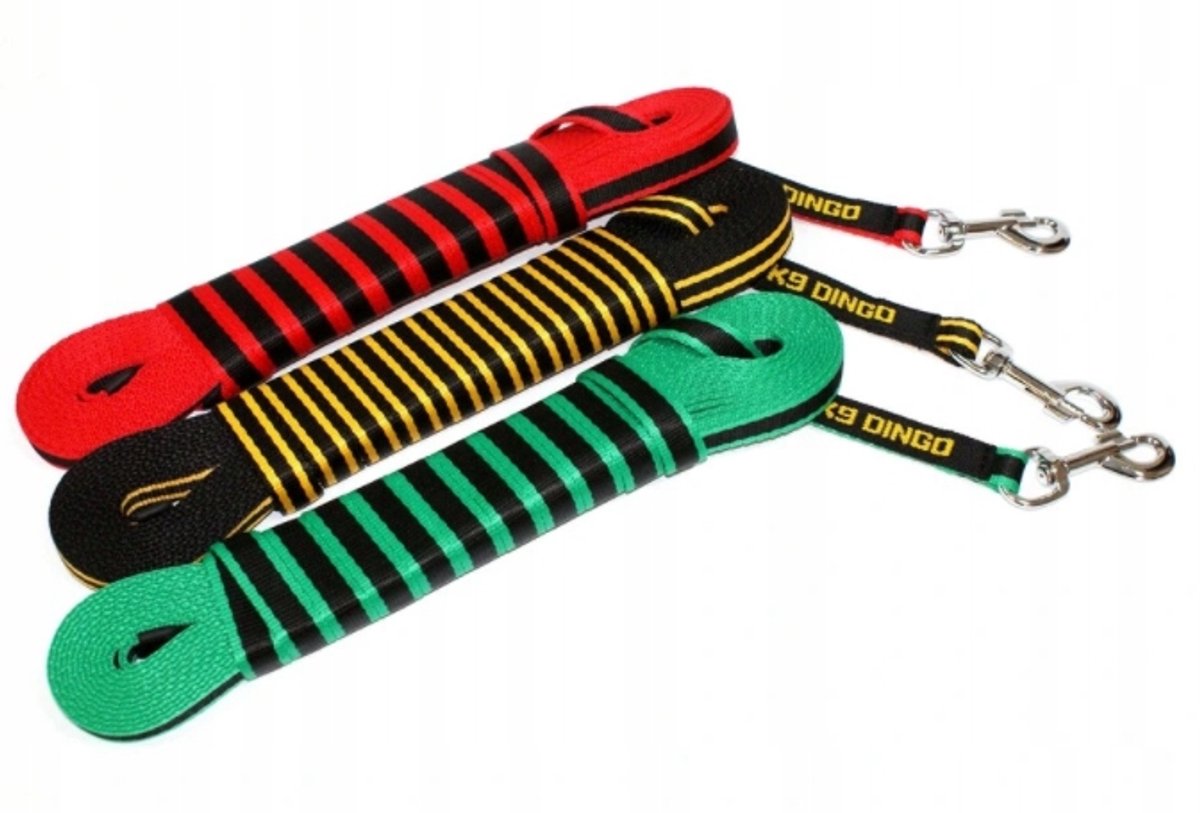 Dingo Gear Trainingslijn 5m x 2cm - Zwart/Rood, Oranje, Groen