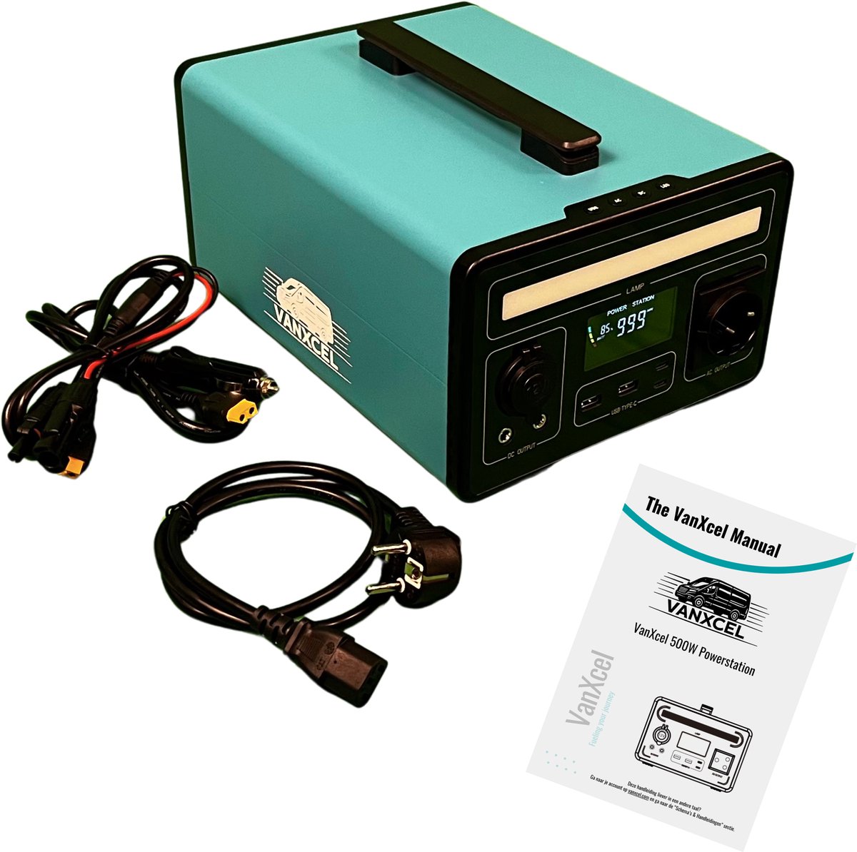 VanXcel Powerstation 560Wh 500W - Draagbare Accu met UPS Noodstroom LED Lamp - Solar Generator Camping Camper USB-C QC3.0