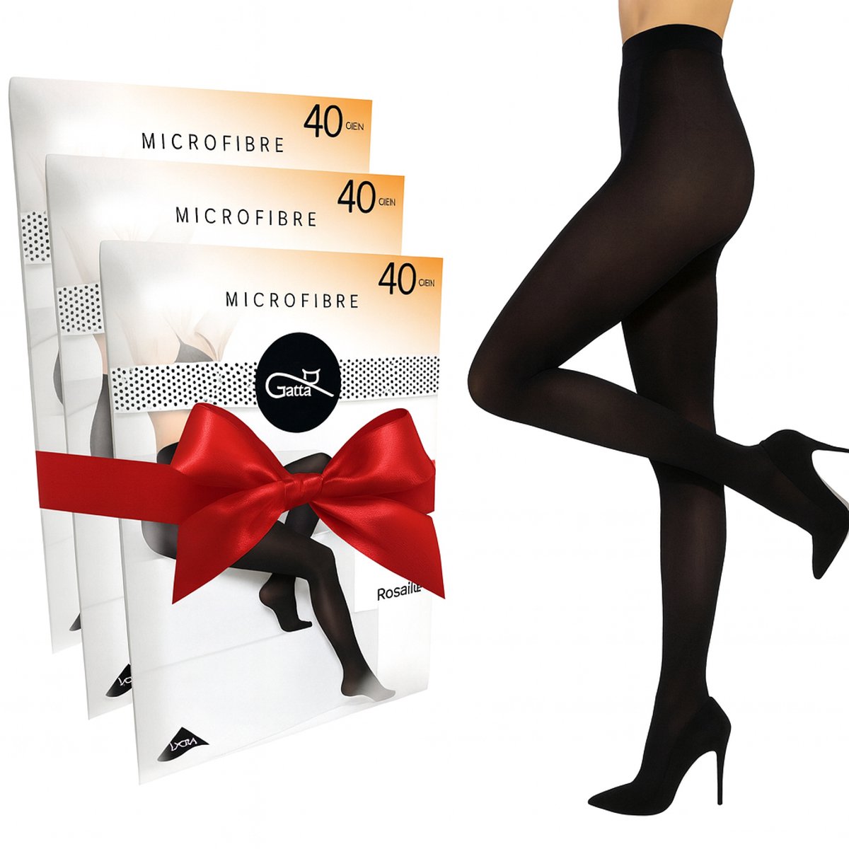 Gatta Rosalia - Panty Dames 40 DEN - Zwart – Comfort Basis Panty - Maat L – Voordeelpack ( 3 Stuks )