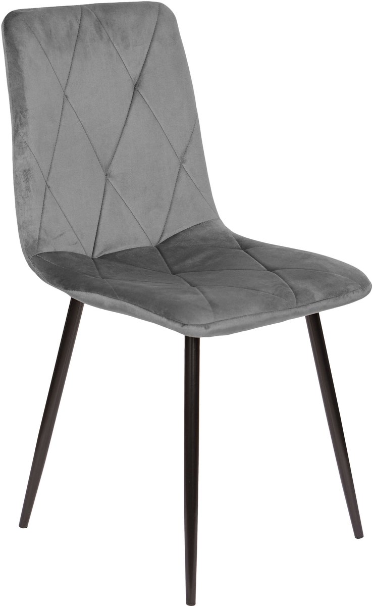 AZ Home-Set van 4 Naomi Eetkamerstoel-Grijs-Fluweel-Industrieel