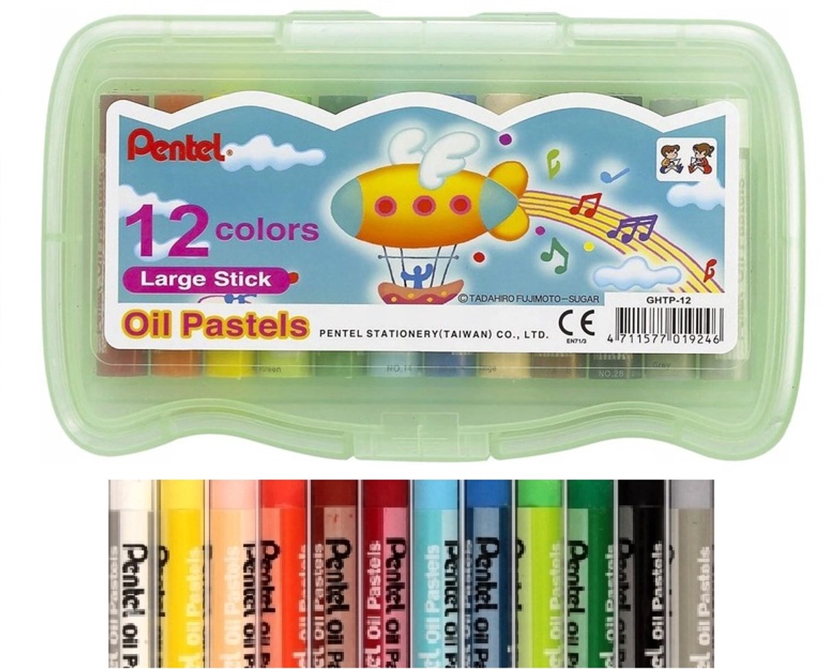 Pentel Oliepastels - 12 Levendige Kleuren voor Creatieve Kunstenaars