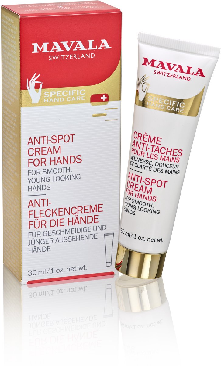 Mavala Anti-Spot Hand Cream 30 ml - Verzorgende Handcrème Tegen Pigmentvlekken En Veroudering Van De Huid - Vermindert Donkere Vlekjes En Egaliseert De Huidteint - Hydraterende Anti-Age Handverzorging Met Vitamine C En Alpenplantencomplex