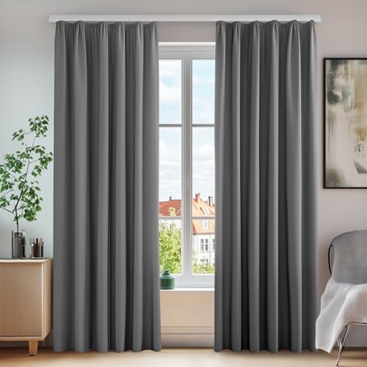 Moderne Opaque Thermische Gordijnen voor Woonkamer en Kinderkamer - Lichtgrijs 140 x 200 c