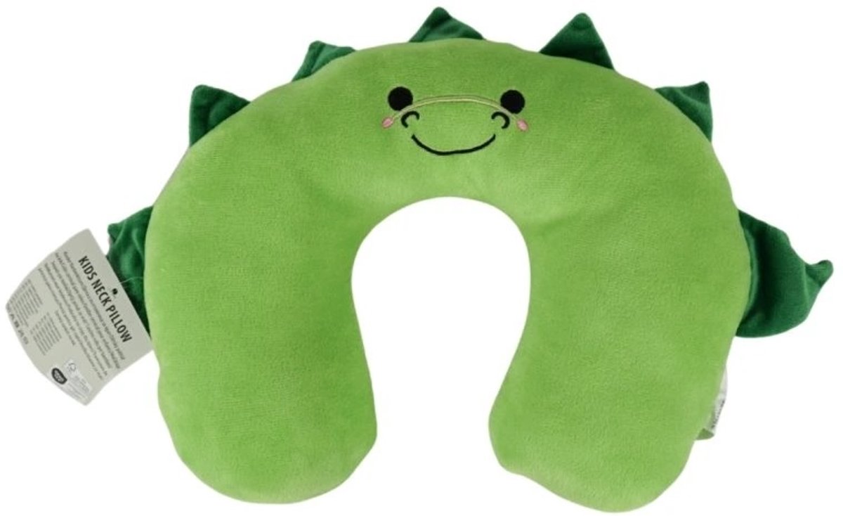 Reiskussen - Nekkussen voor kinderen en volwassenen - Draakje - Groen - 33 cm