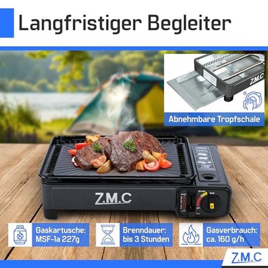 Draagbaar Campingkooktoestel en Gasgrill 2-in-1 met Grillaccessoires en Koffer + 24 Gaspatronen - Ideaal voor Balkon en Kampeeruitjes van Draagbaar — afbeelding 5
