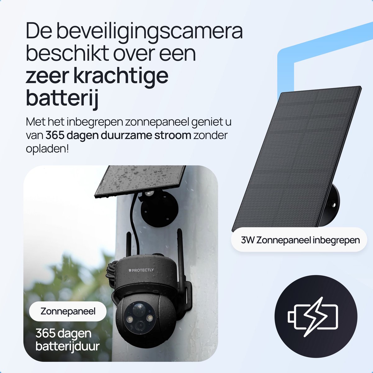 Protectly Zonnepaneel 3W – compatibel met Protectly camera's thumbnail 2