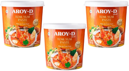Aroy-D | 3 x 400 gram Tom Yum pasta | pittig zuur zout | authentiek Thais | multipack