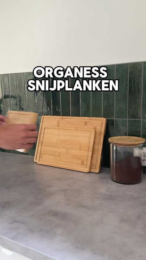 Ensemble de 3 planches à découper Organess (38 x 25,3 / 30,5 x 20 / 23 x 15,2 cm) - Pour la Cuisine, Planches à découper, planches de service, planches à fromage, planches à boissons et planches à tapas - Planches à découper en bois de Bamboe