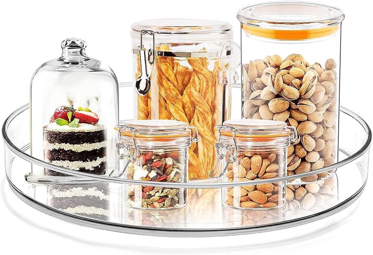 Famanu - Keuken draaiplateau 23 cm koelkast organizer transparant 360 graden