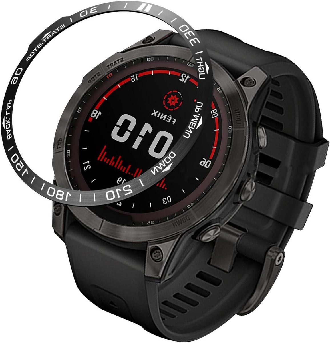 Provento - Roestvrij stalen horloge Bezel voor Garmin Fenix 7X - Beschermende Bezel Ring (zwart) met Anti Scratch Collision Protection