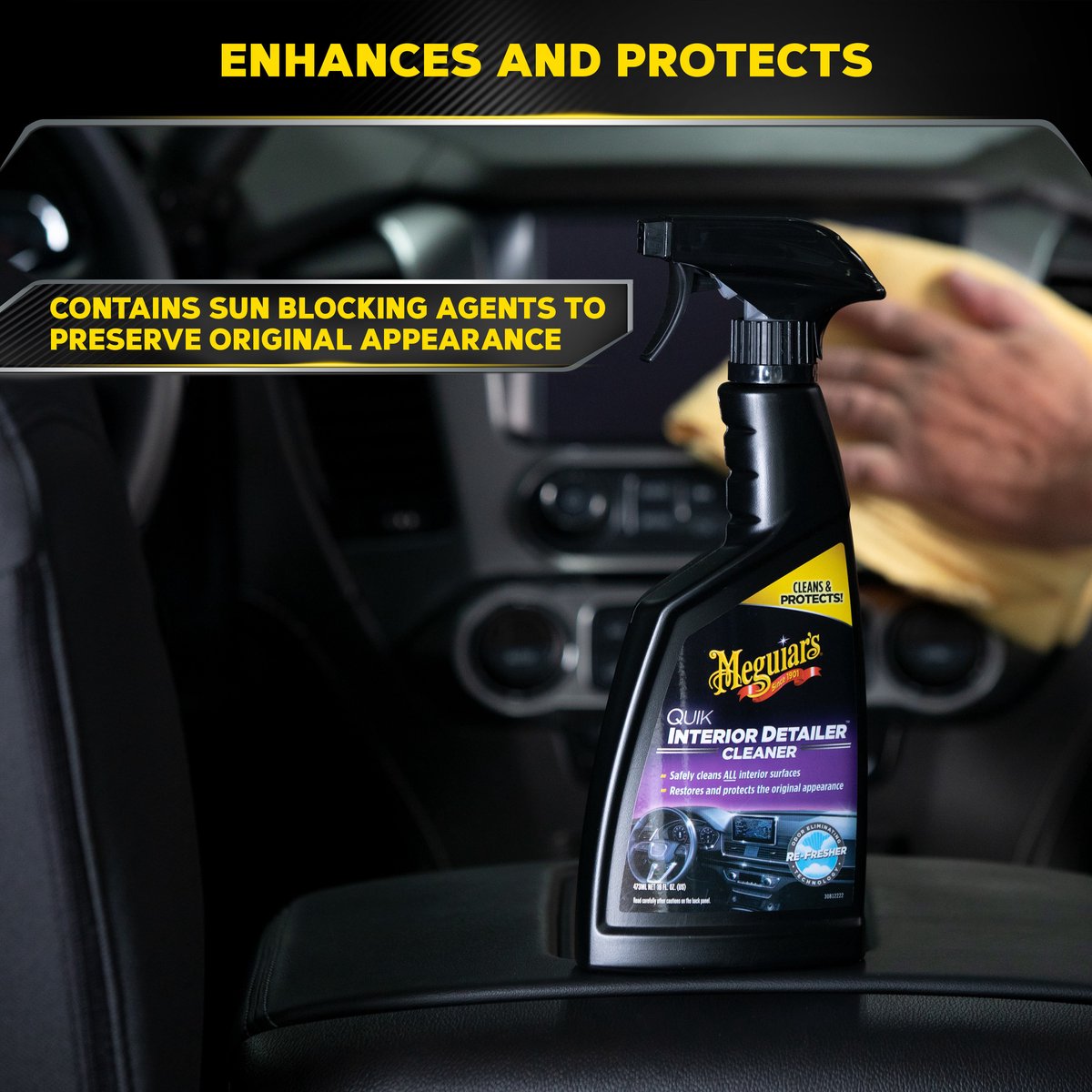 Meguiar’s Quik Interior Detailer 473ml – Interieurreiniger Auto – Voor Leer, Kunststof & Vinyl – Natuurlijke Finish – foto 4