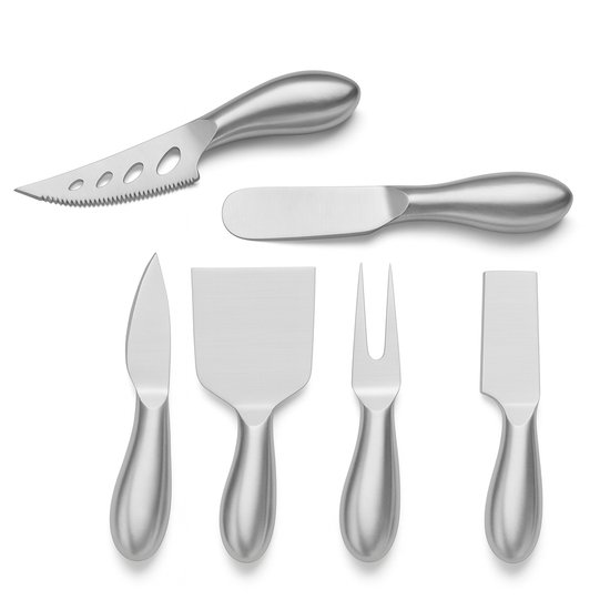 Coffret de couteaux à fromage de Luxe Waterval® - 6 pièces - Couteaux à fromage en acier inoxydable argenté - Coffret cadeau