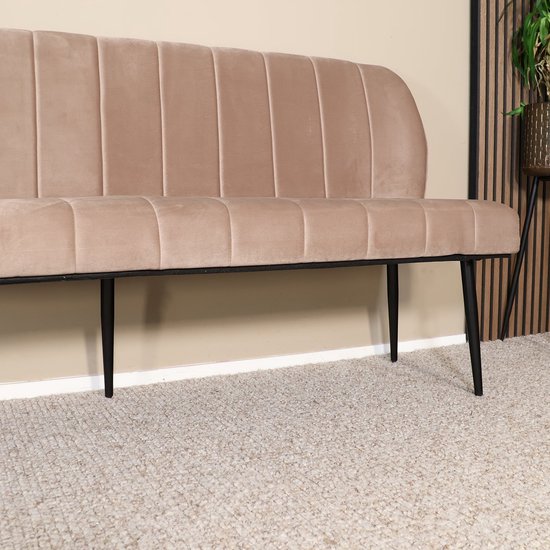 Canapé de salle à manger 180cm Sally canapé champagne en velours canapé de table à manger 3 places