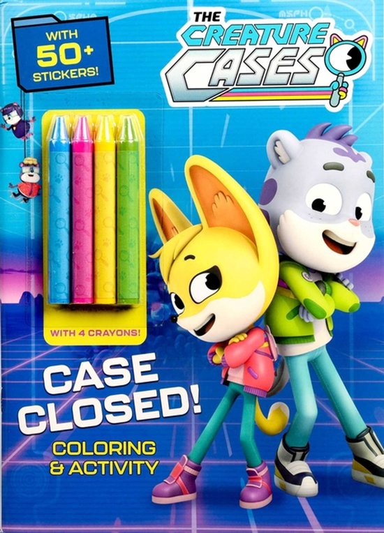 Creature Cases: Case Closed! kleur- en activiteitboek met 4 kleurpotloden en meer dan 50 stickers.