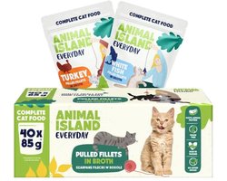 Animal Island Kalkoen & Witte Visfilet Mix in Gelei – Natvoer voor katten – 40x85g