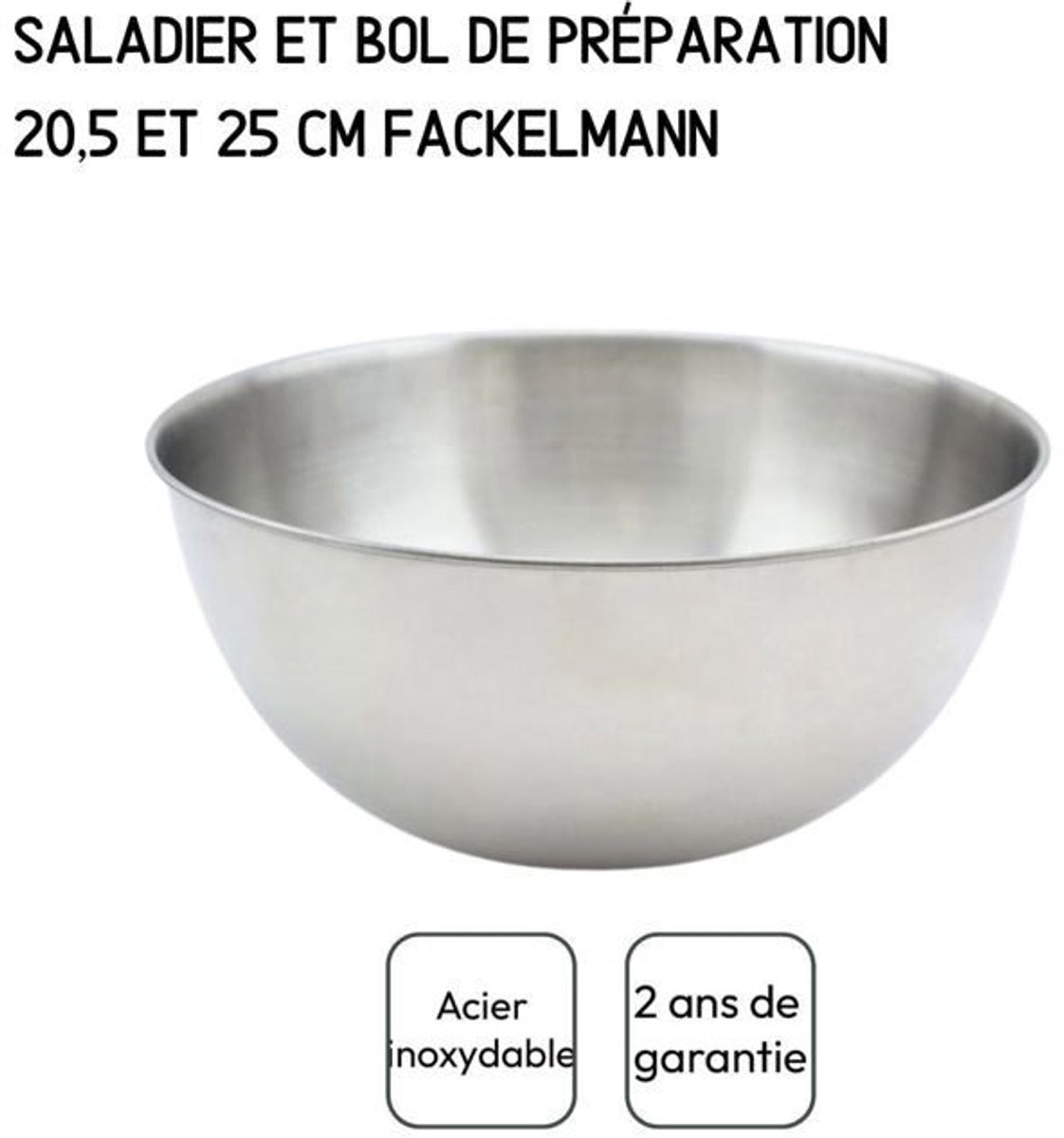 Set van 2 saladekommen en saladebestek - FACKELMANN - 20,5 en 25 cm