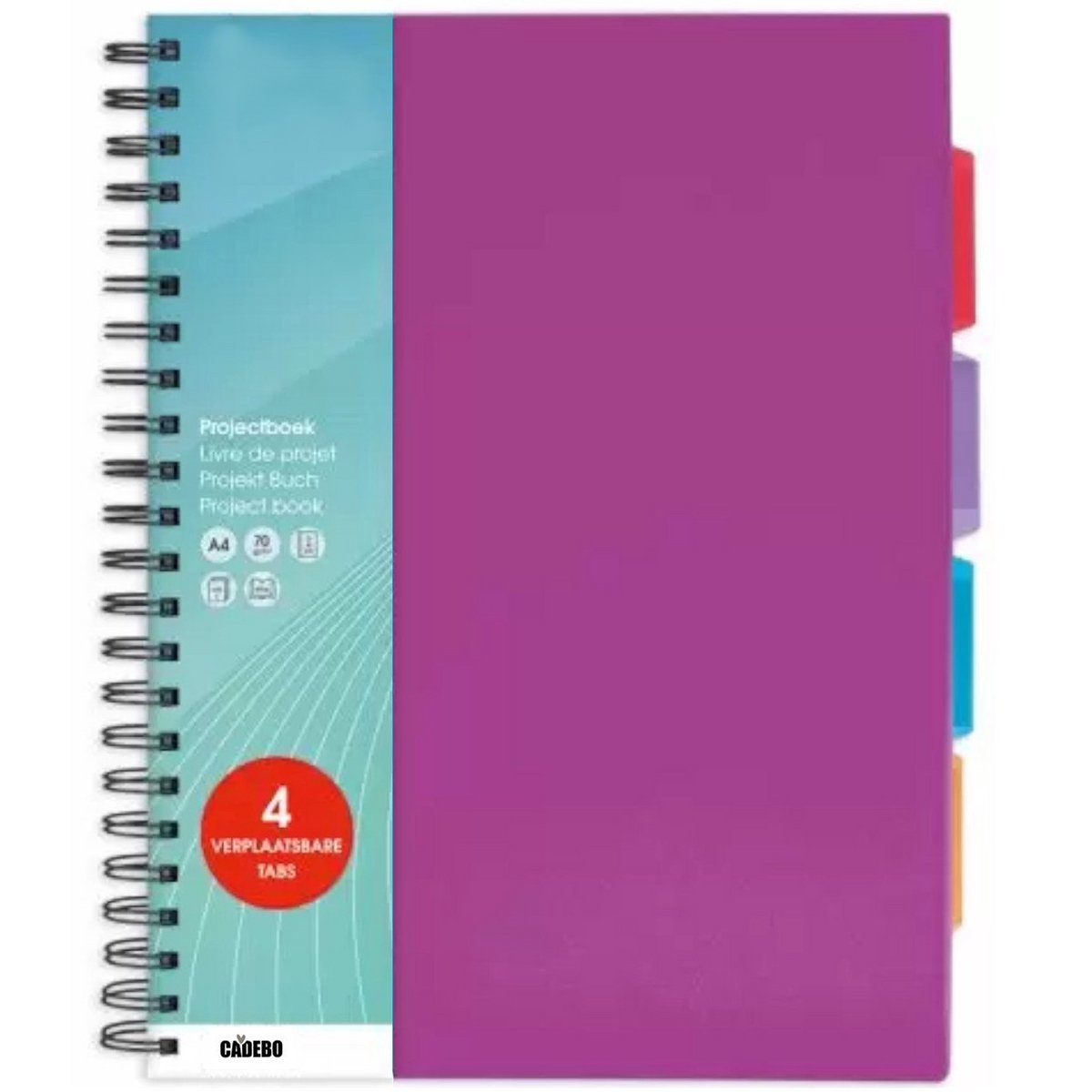 Cadebo Projectboek A4 23r 4tabs 200 vel - Paars