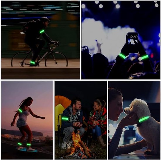 Siècle des Lumières de course - Lot de 2 - Bracelet de marche pour tapis roulant - Bracelet de sport - Rechargeable - Bracelet LED- LED - Lumière réfléchissante pour la course - Convient pour la Course à pied et le Vélo - Vert
