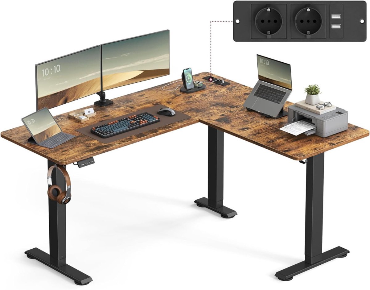 Thuys – Zit Sta Bureau Elektrisch – Verstelbaar Hoekbureau – Game Bureau – L – Vorm