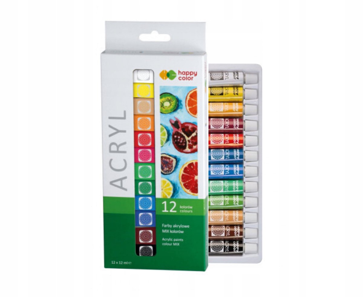 Happy Color Acrylverf Set - 12 Levendige Kleuren voor Creativiteit