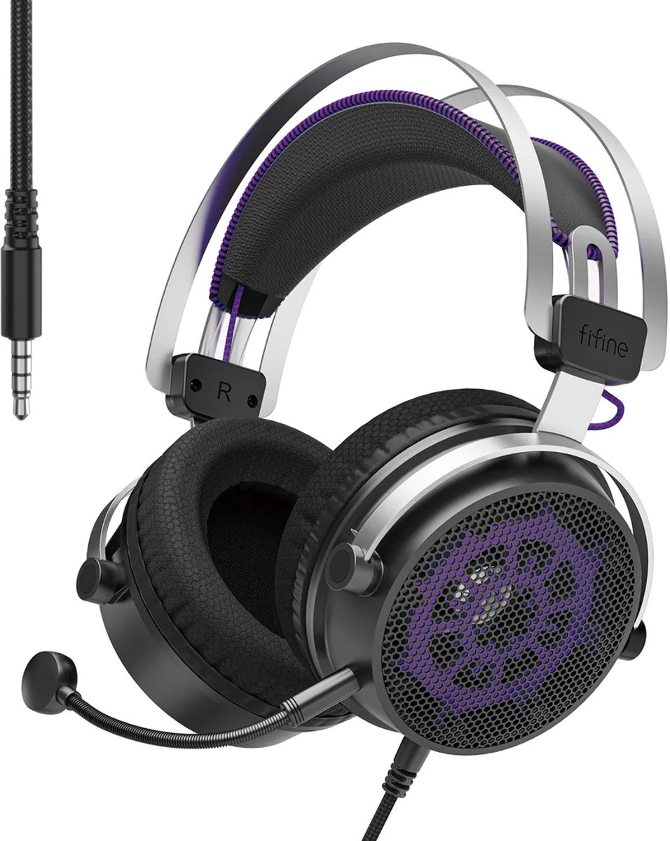 FIFINE H18 - Headset - Over-Ear - Active Noise Canceling - Voor Gaming - Streaming - Podcast - Met microfoon - geschikt voor PS5/PS4 - PC
