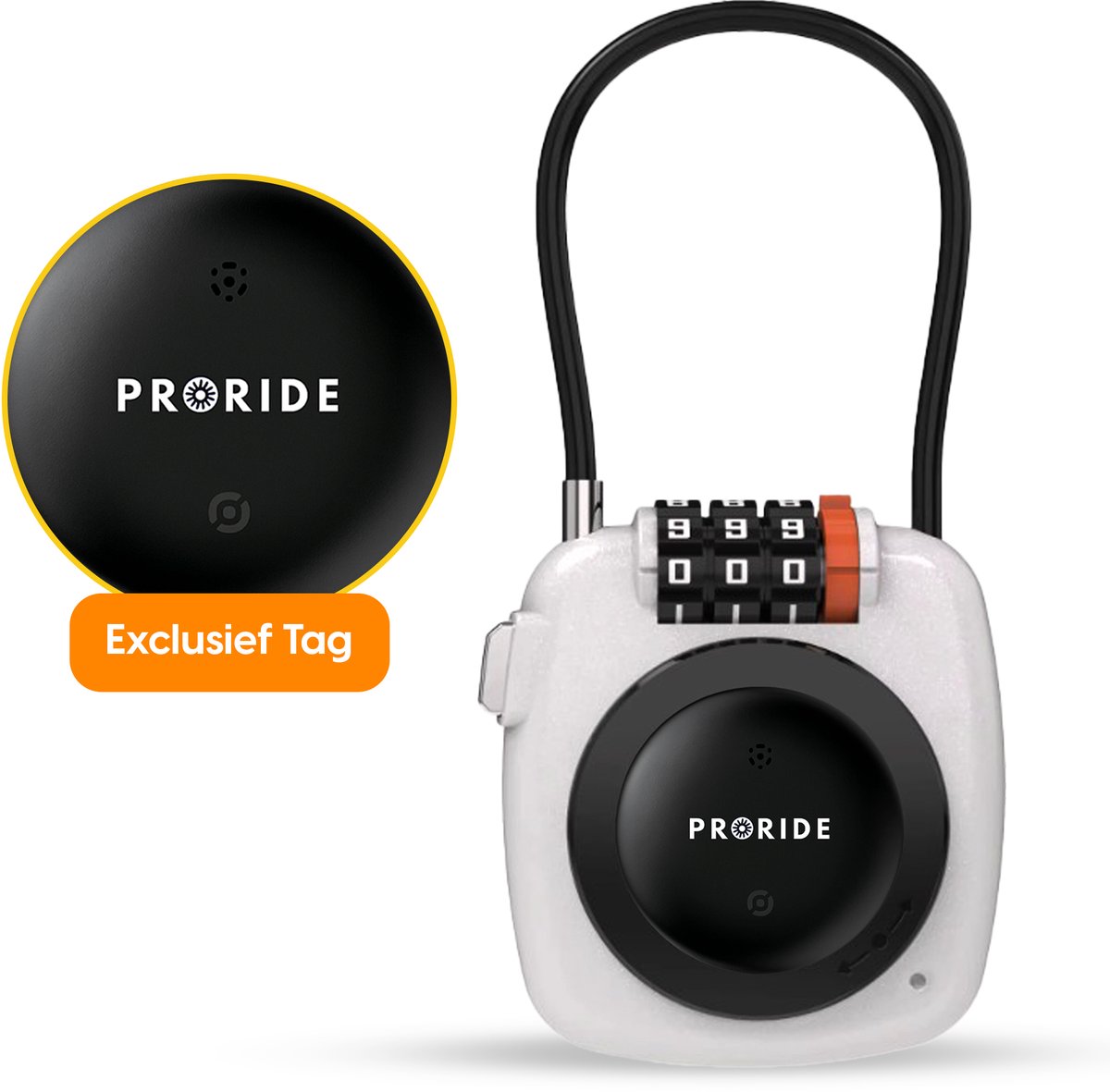 Proride® Hangslot – Kofferslot 3-cijferig – Reisslot – Kabelslot - Cijferslot – Tag apart verkrijgbaar – Kofferslot – Skislot – Slot voor Reiskoffer – Wit