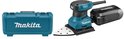 Turquoise Makita opbergkoffer en turquoise/zwarte Makita schuurmachine met delta schuurzool.