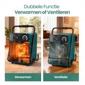 Twee standen van een groene verwarming: verwarmen met gloeiende elementen en ventilatie.