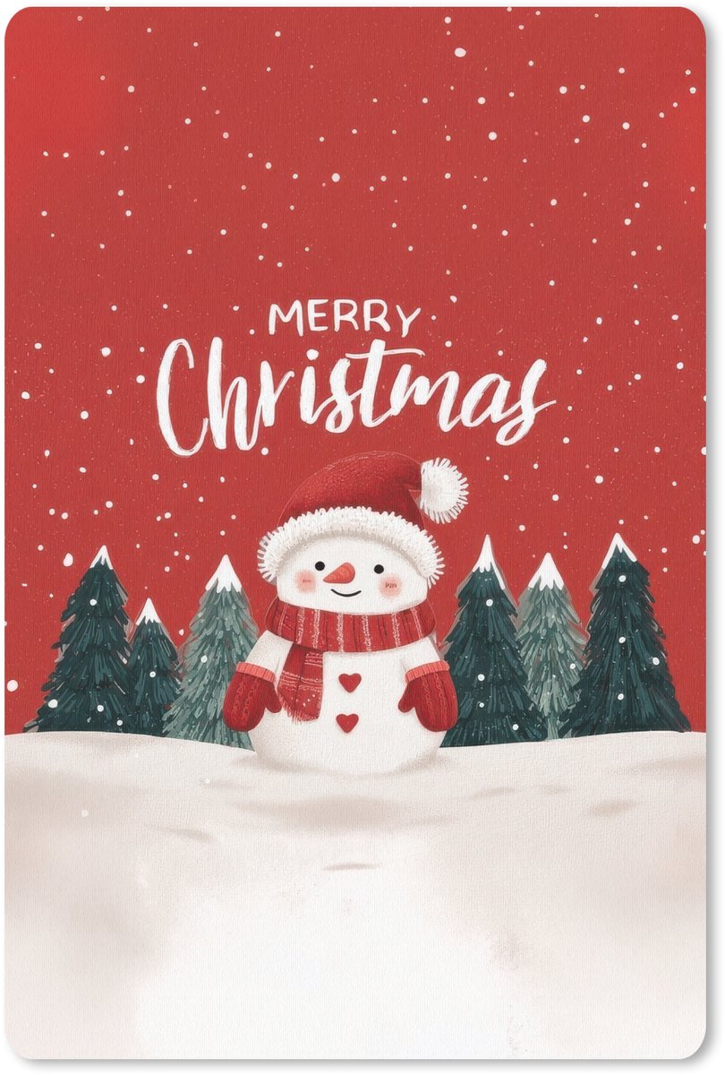Muismat 18x27 cm - Mousepad Kerstgroet - Sneeuw - Rood - Muismatten