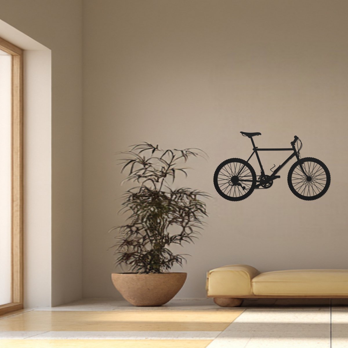 Classic 90's mountainbike – wanddecoratie – Laser gesneden – zwart mdf – mdf 34x20cm - Moderne Muurdecoratie