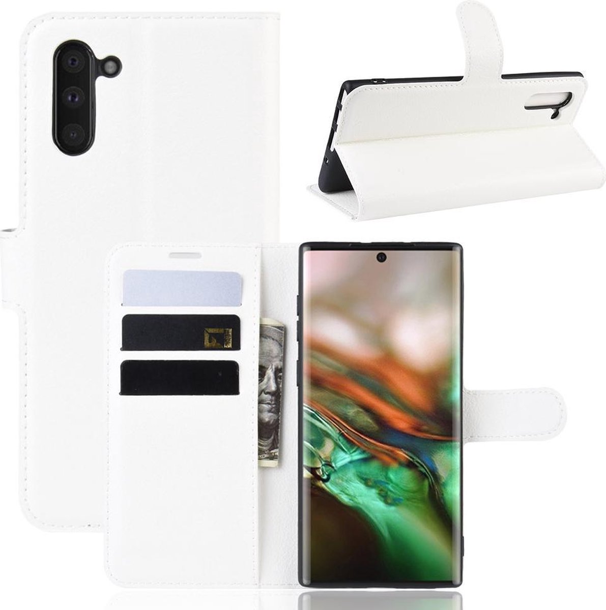 Samsung Galaxy Note 10 Hoesje - MobyDefend Kunstleren Wallet Book Case (Sluiting Voorkant) - Wit - GSM Hoesje - Telefoonhoesje Geschikt Voor: Samsung Galaxy Note 10 op Prijzenvolger.com