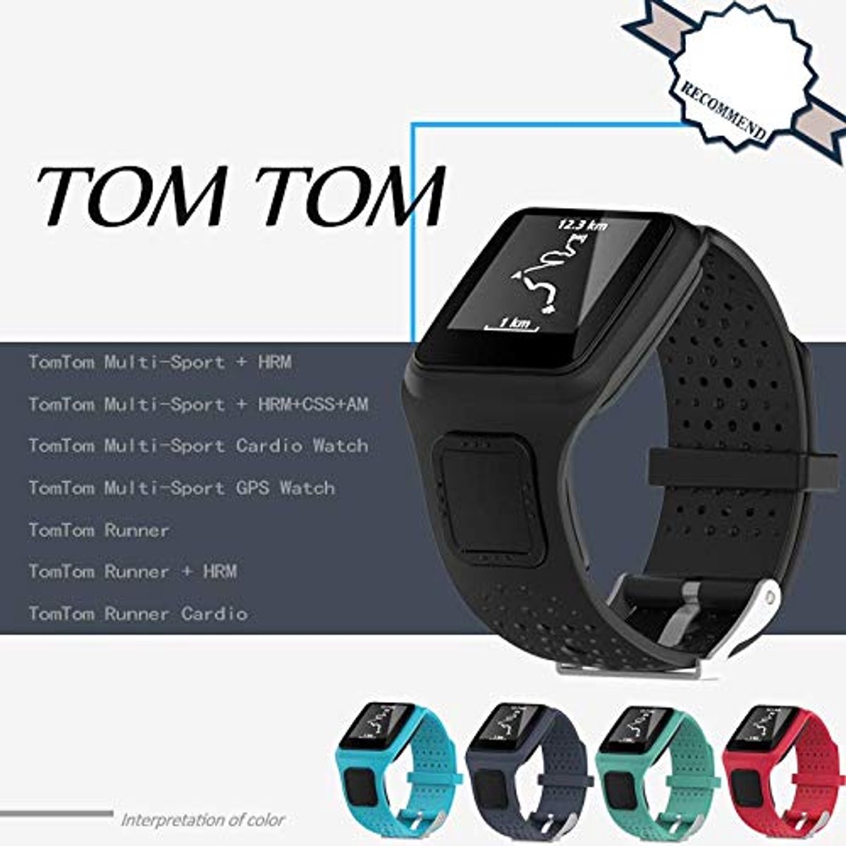 Zachte Siliconen Horlogeband Vervanging voor Multi-Sport GPS Horloge