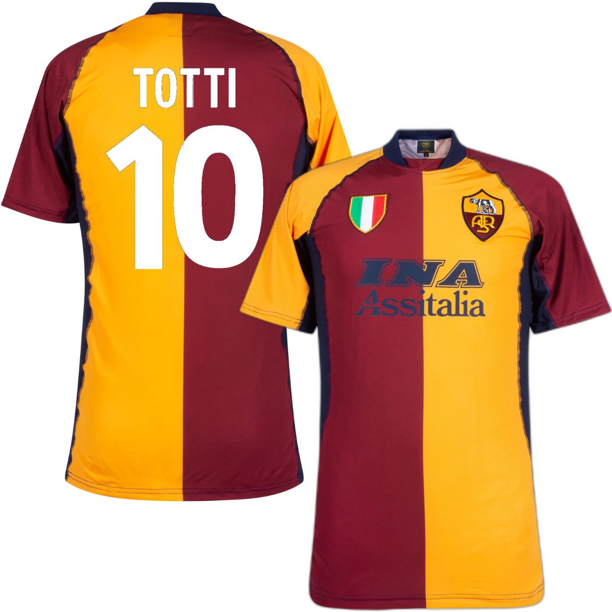 COPA - AS Roma 2001/02 Retro Voetbalshirt + Totti 10 - Heren - Rood - Oranje - XL