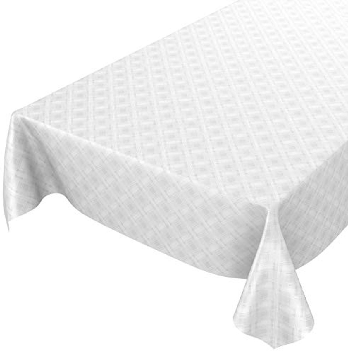 Afwasbaar tafelzeil rond 140 cm - Effen wit damastlook
